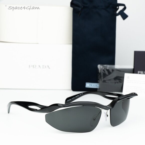 BRAND NEW Prada PRA25S 1AB5S0 Black Dark Grey Cat Eye Unisex Sunglasses 0PR A25S - Picture 3 of 10